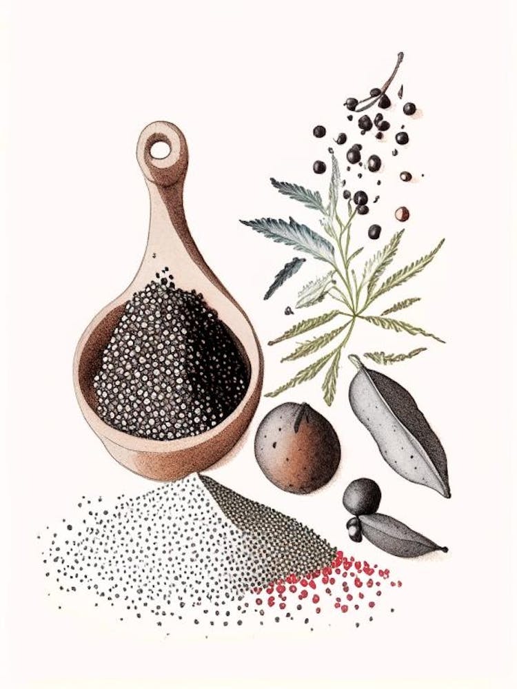Black Pepper Spices And Herbs Pencil Illustration 3