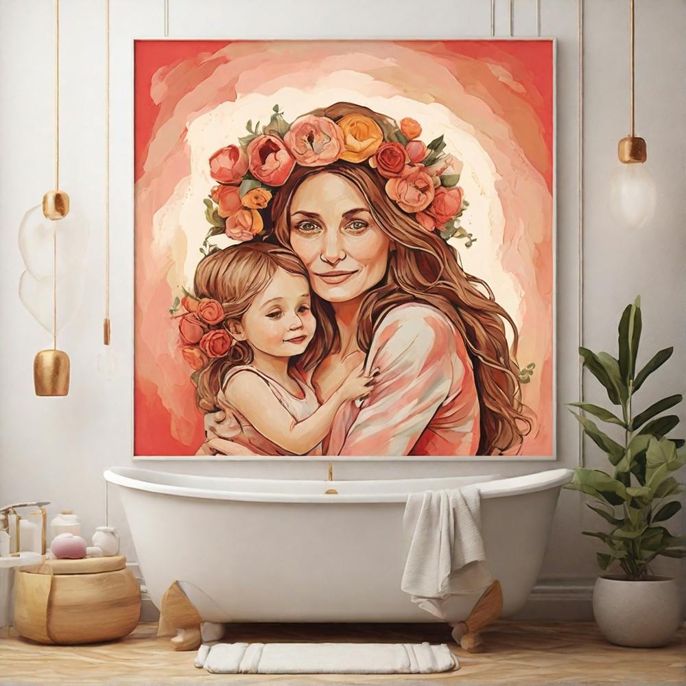 Mother And Daughter Painting