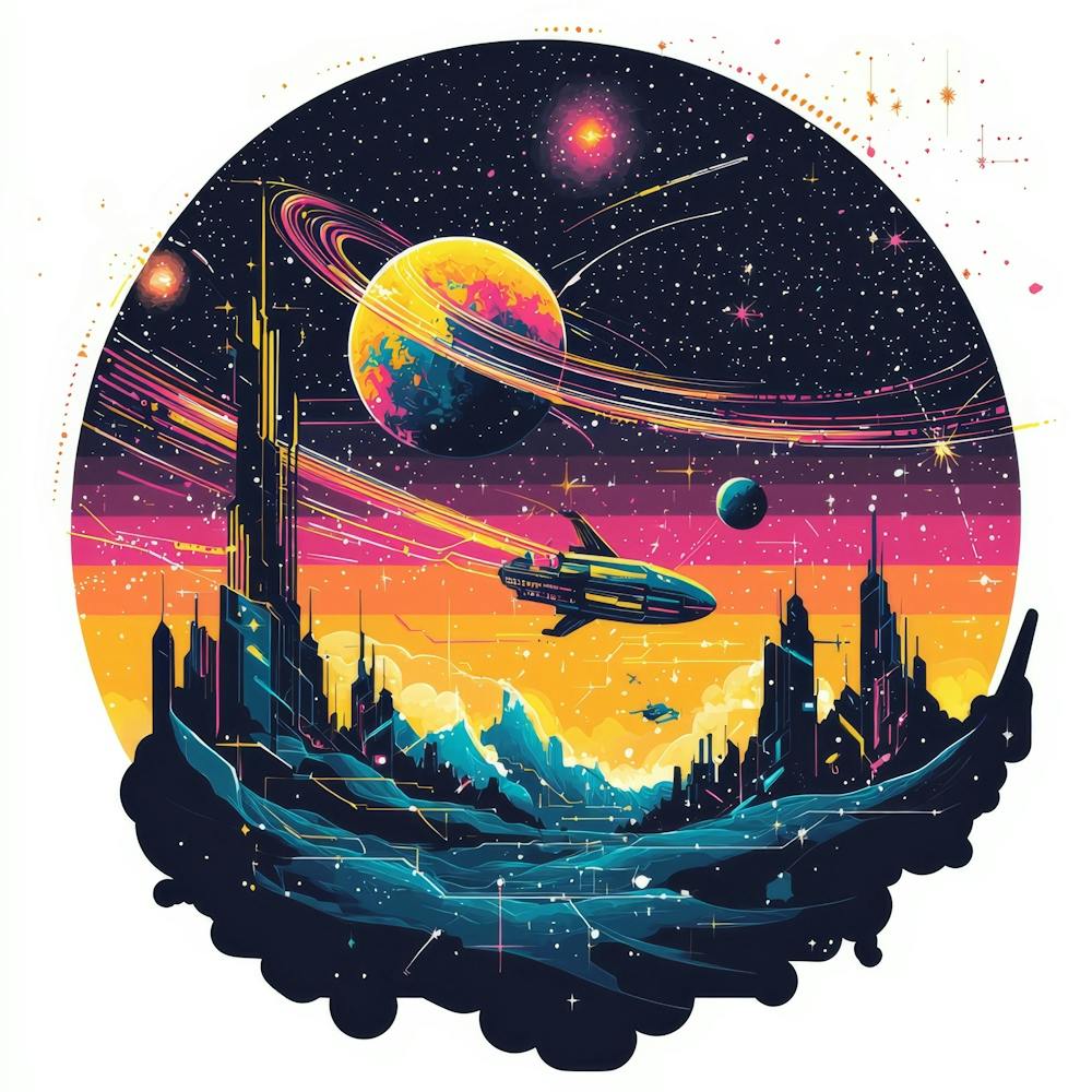 Space Tee.Generated AI. Wall 2