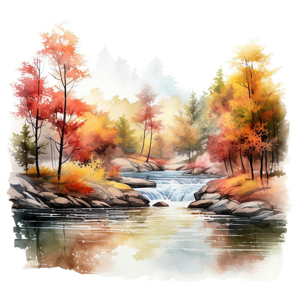Aquarelle de Forêt d'Automne 3