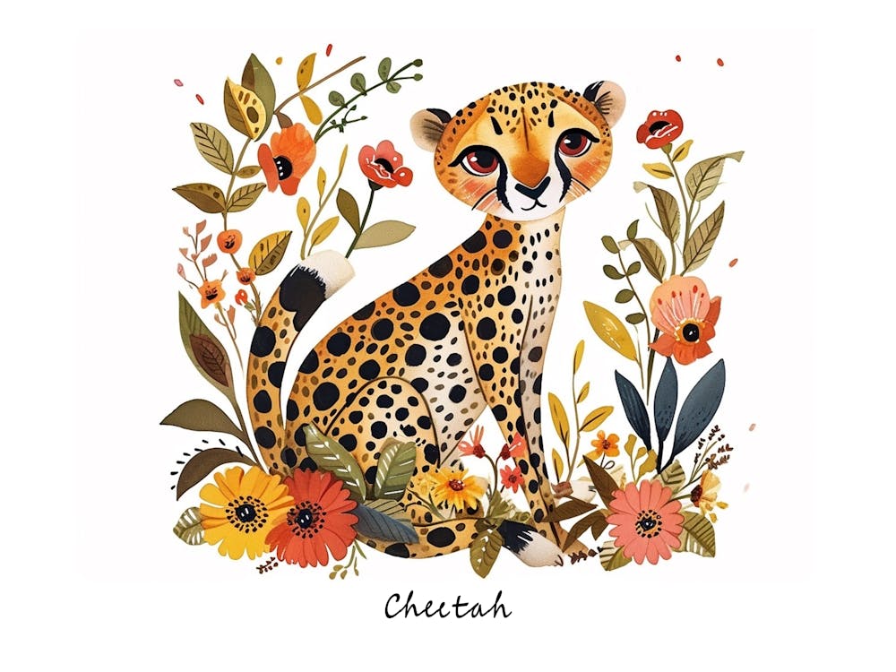 Little Floral Cheetah 3 Poster