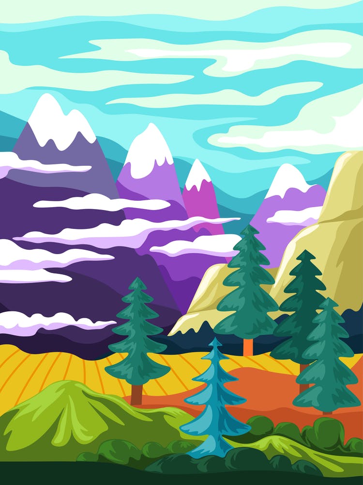 Scenery With Mountains And Forest Nature