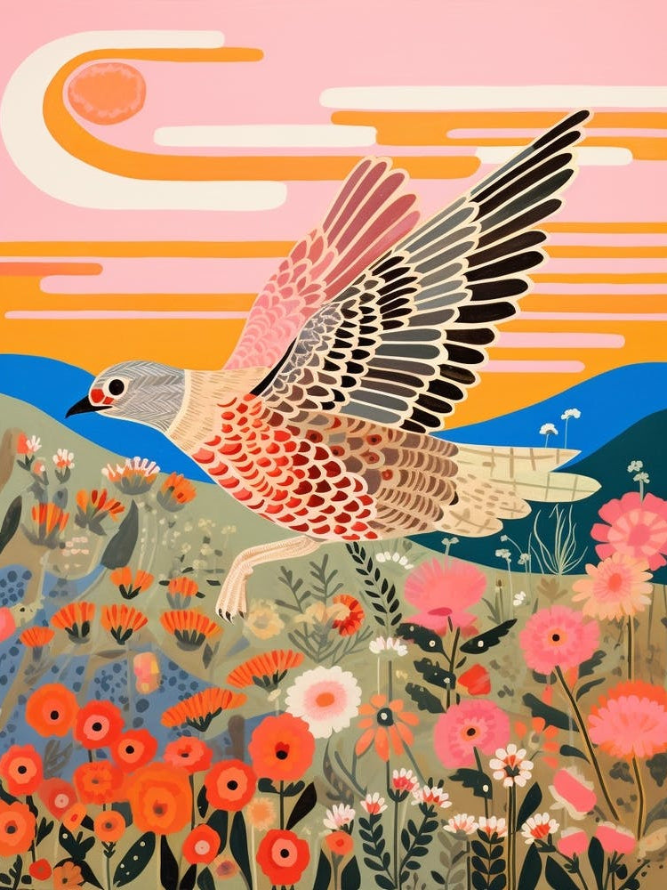 Maximalist Bird Painting Grey Plover 2