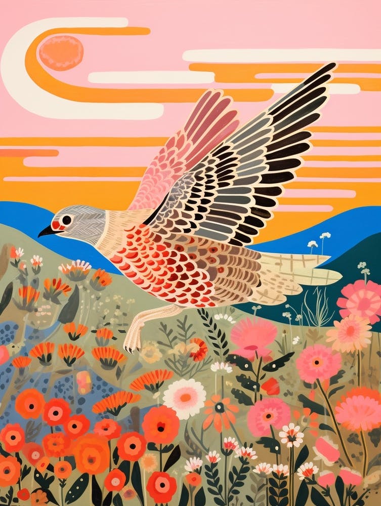 Maximalist Bird Painting Grey Plover 2