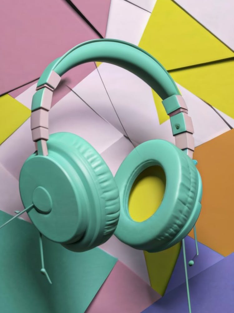 Abstract Headphones On A Colorful Background