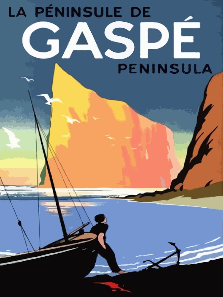 Gaspe, France, Vintage Travel Poster