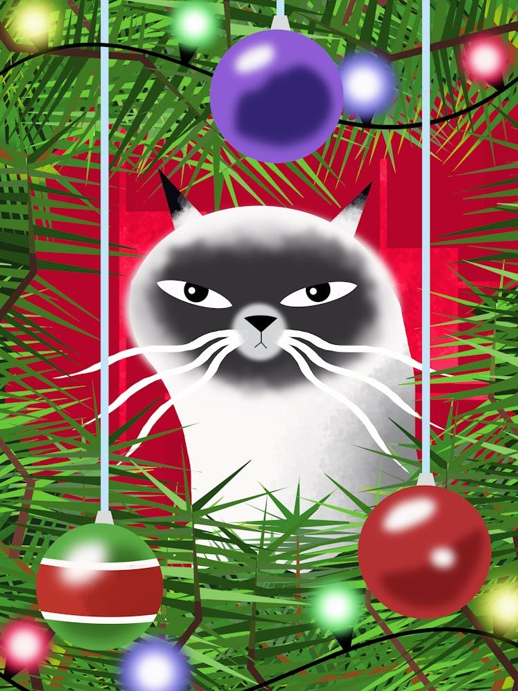 Cat and the Christmas Tree