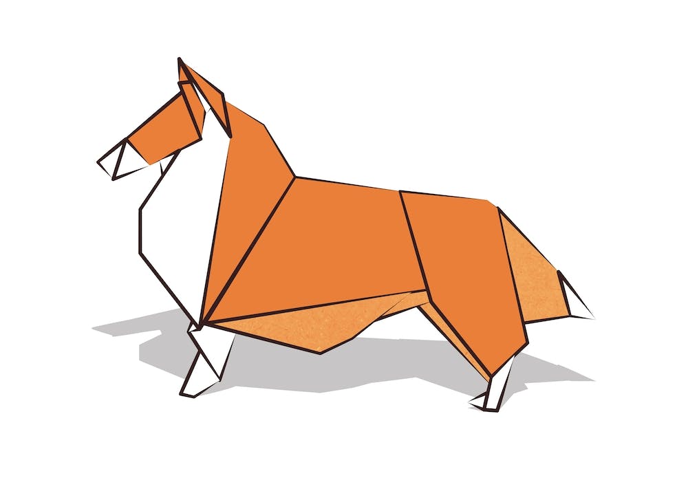 Origami collie friend // geometric dog