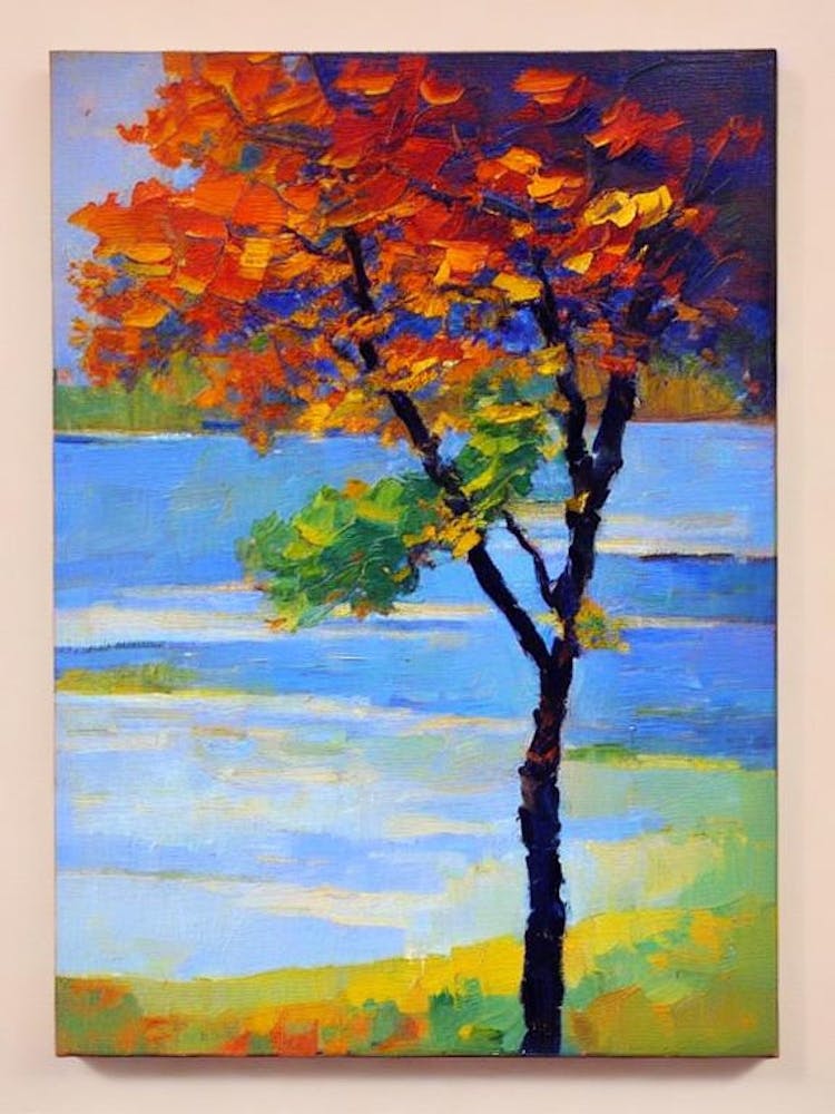 European Larch tree Abstract Block Colour