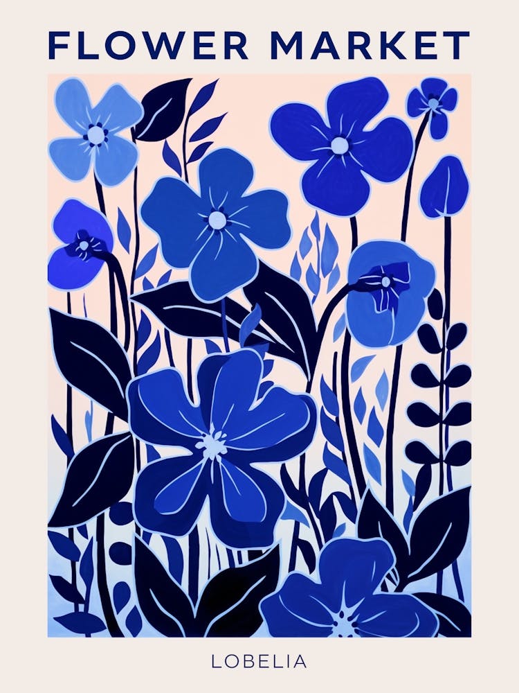 Blaues Blumenmarkt-Poster Lobelia 2
