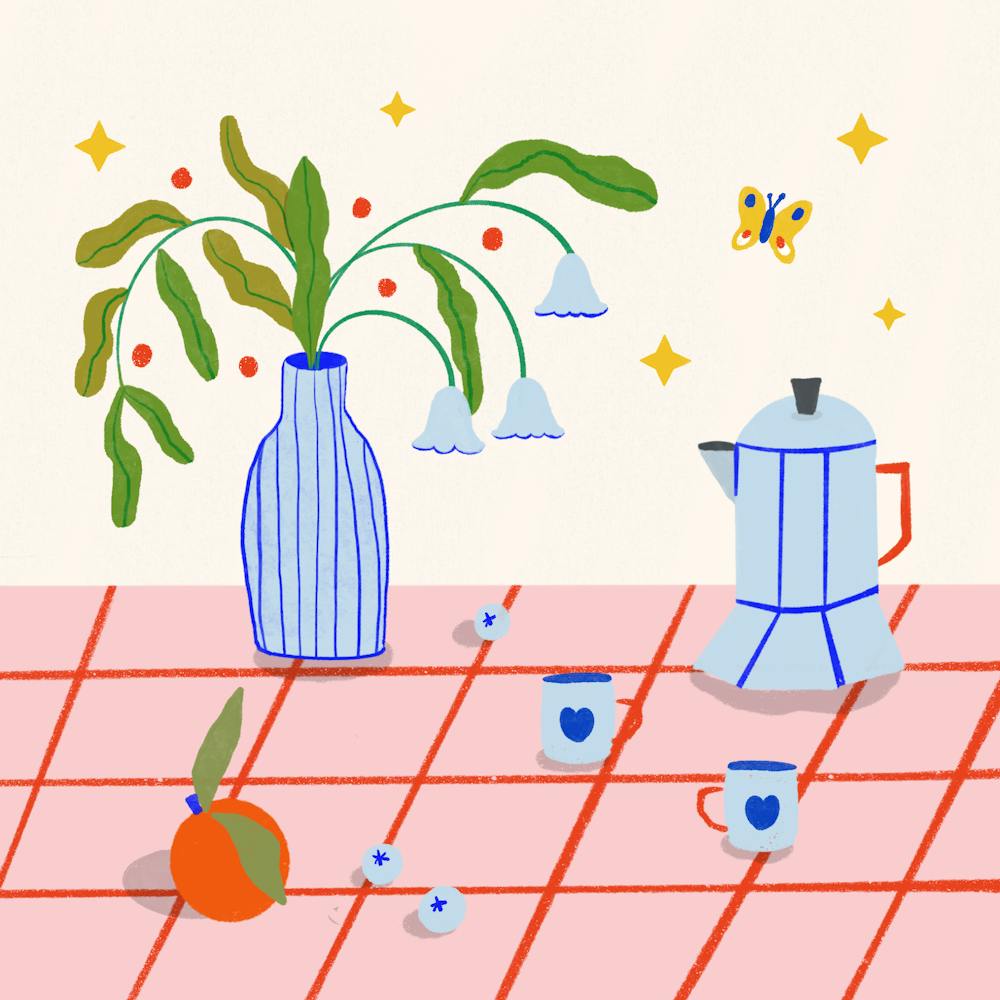 Coffee Table With Flowers