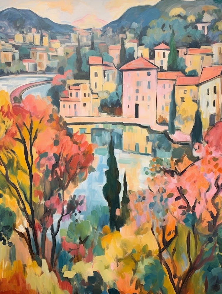 Autumn Gardens Painting Villa Carlotta Italy