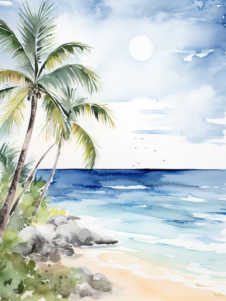 Aquarell von Tulum Beach Quintana Roo Mexiko 1