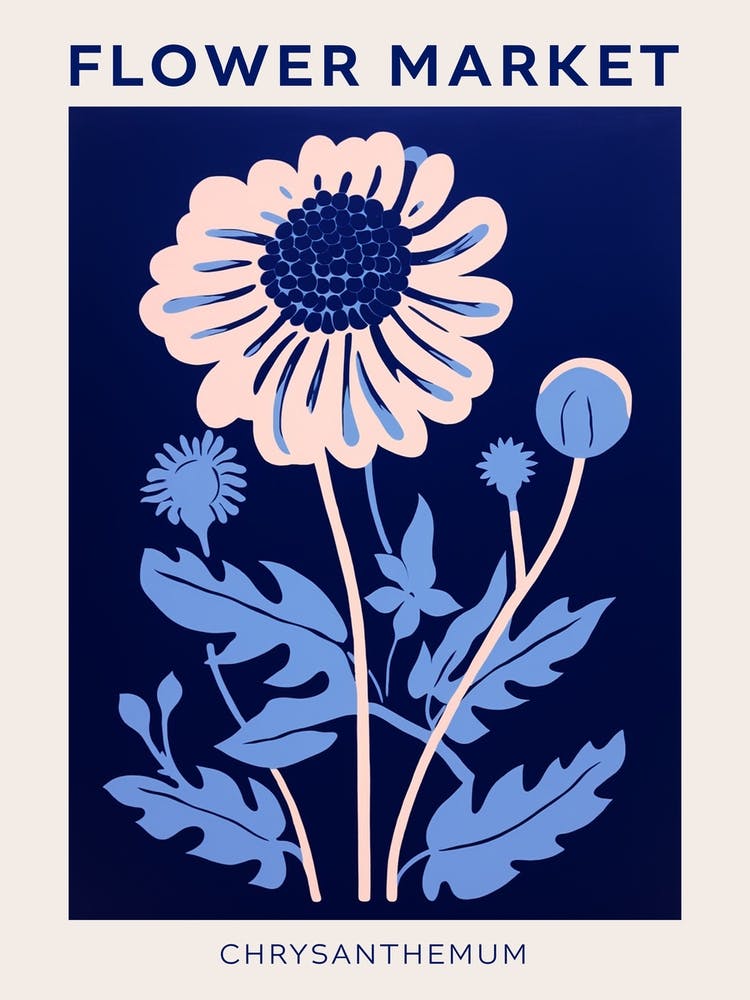 Blauer Blumenmarkt Poster Chrysantheme 4