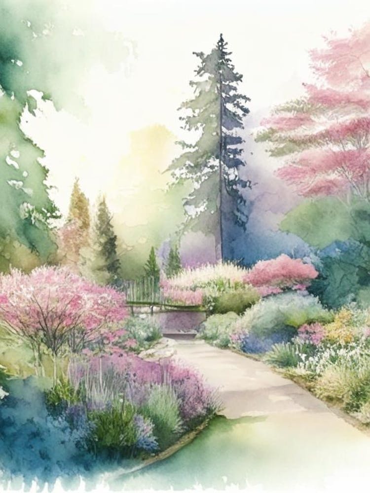 Bellevue Botanical Garden, 2, Usa Pastel Watercolour