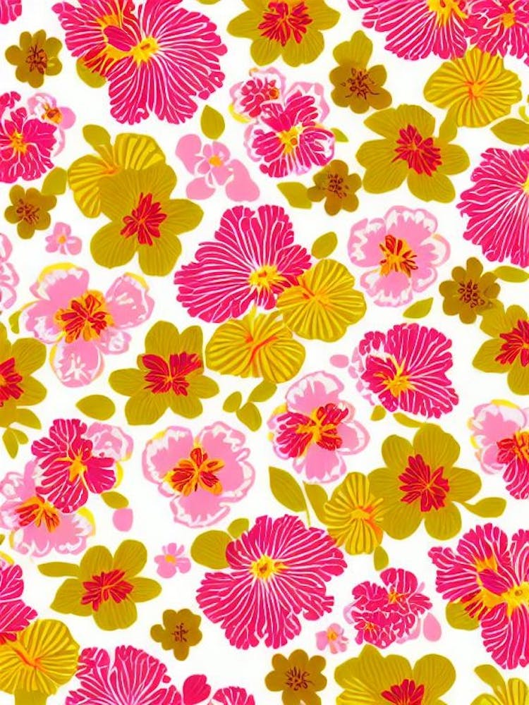 Orchid Floral Print Retro Pattern 1 Flower