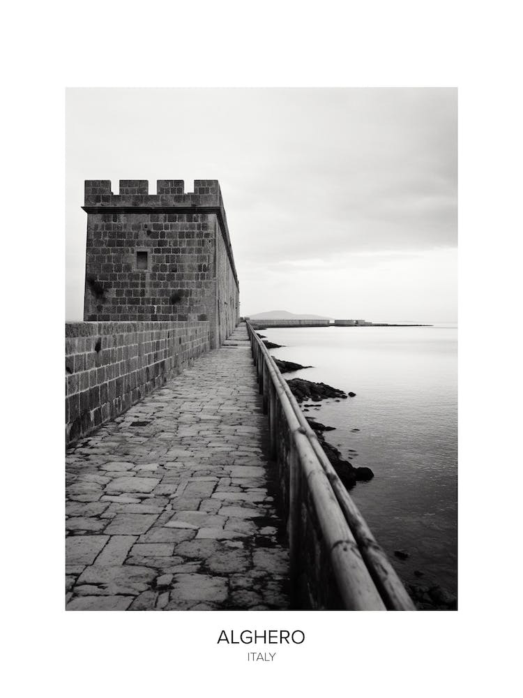 Poster Of Alghero, Italy, Black And White Photo 4