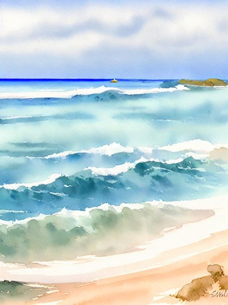 Eagle Beach, Aruba Watercolour