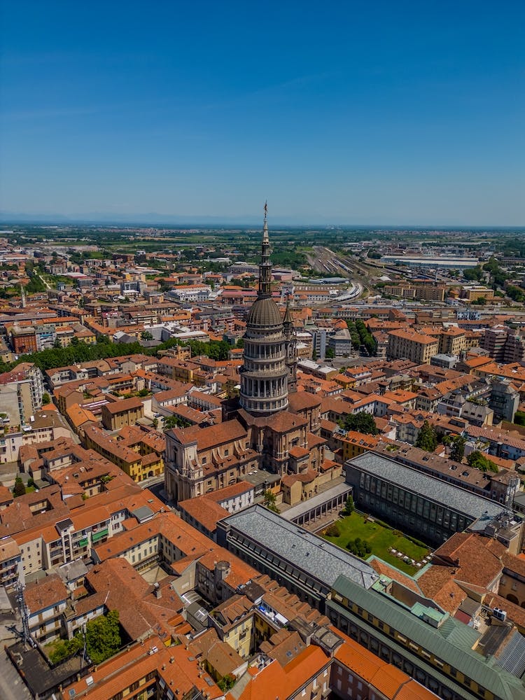 City center and famous church. Aerial  photography