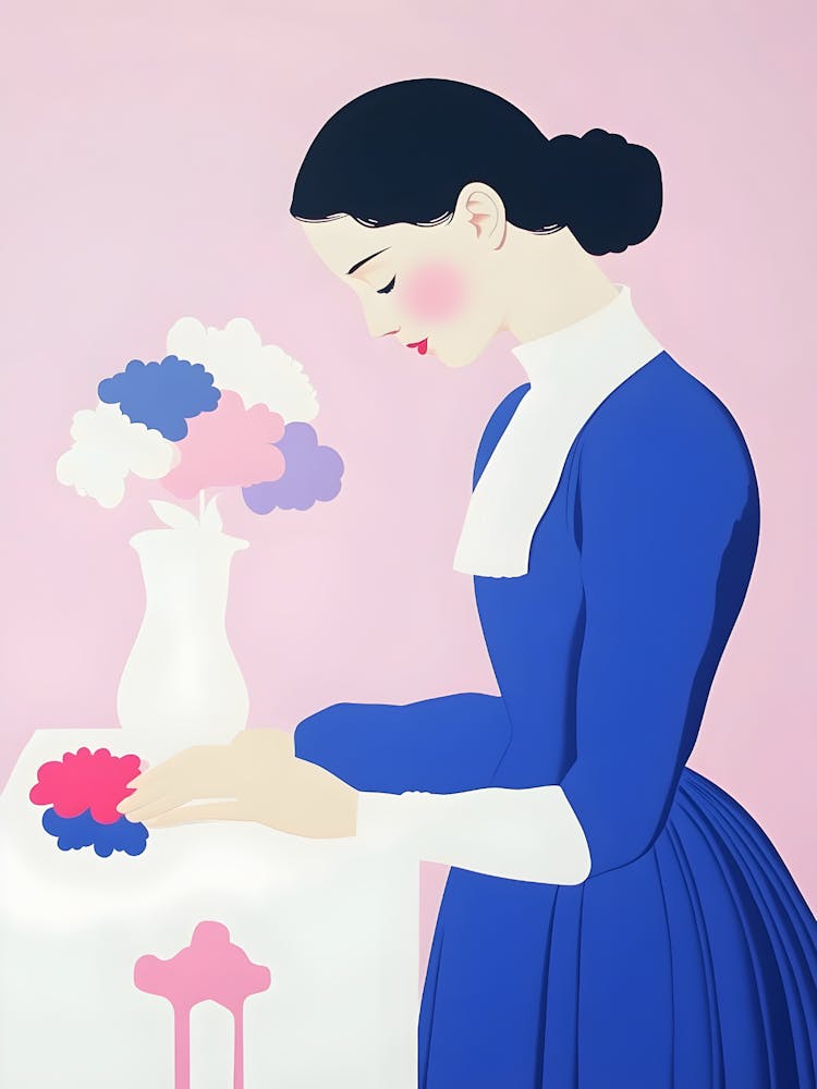 Woman Washing Flowers