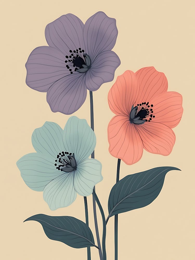 Hand-Drawn Elegant Botanical Stems