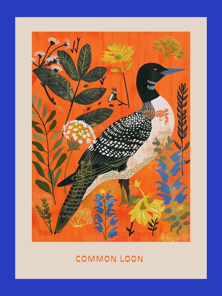 Spring Birds Poster Common Loon 1