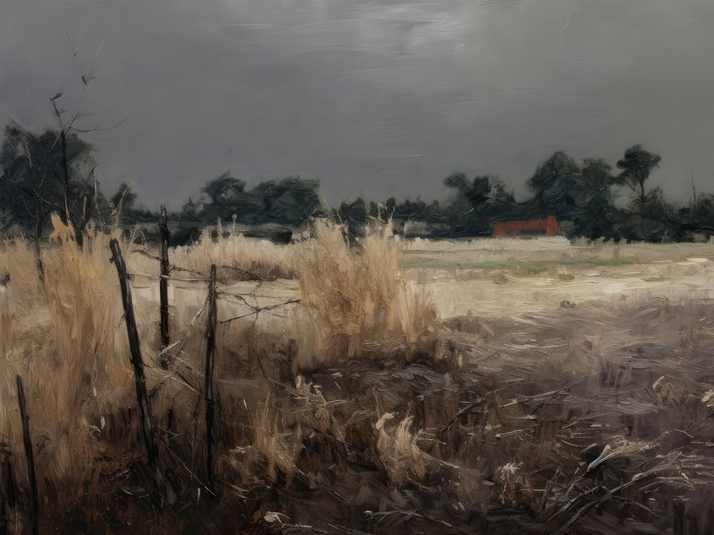 Moody Farm Field Oil Painting