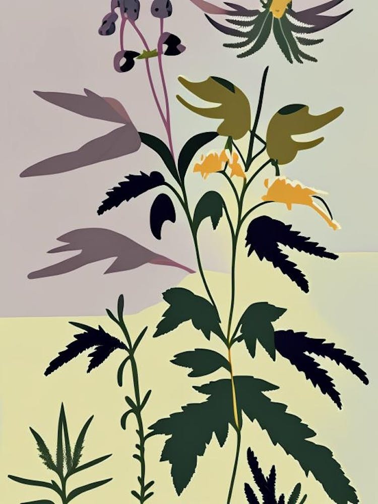 Hedge Nettle Wildflower Modern Muted Colours 1