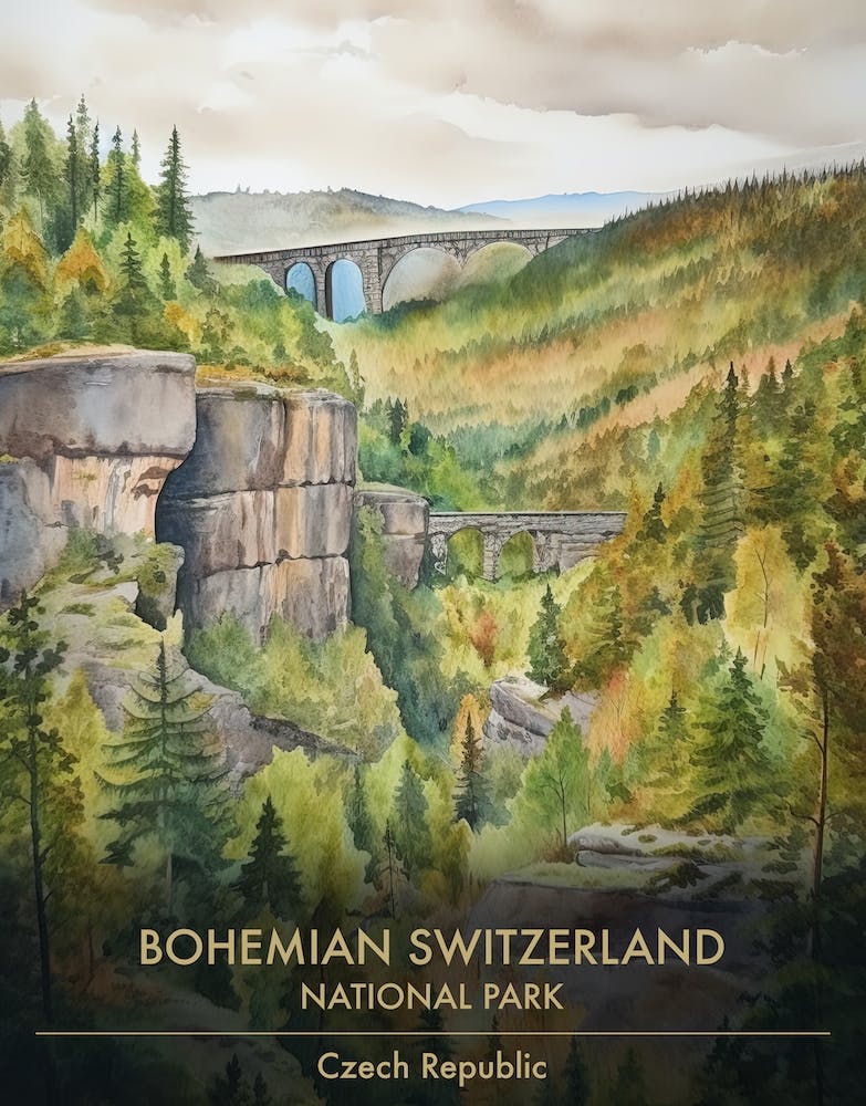 Bohemian Switzerland National Park Czech Republic Watercolour 2