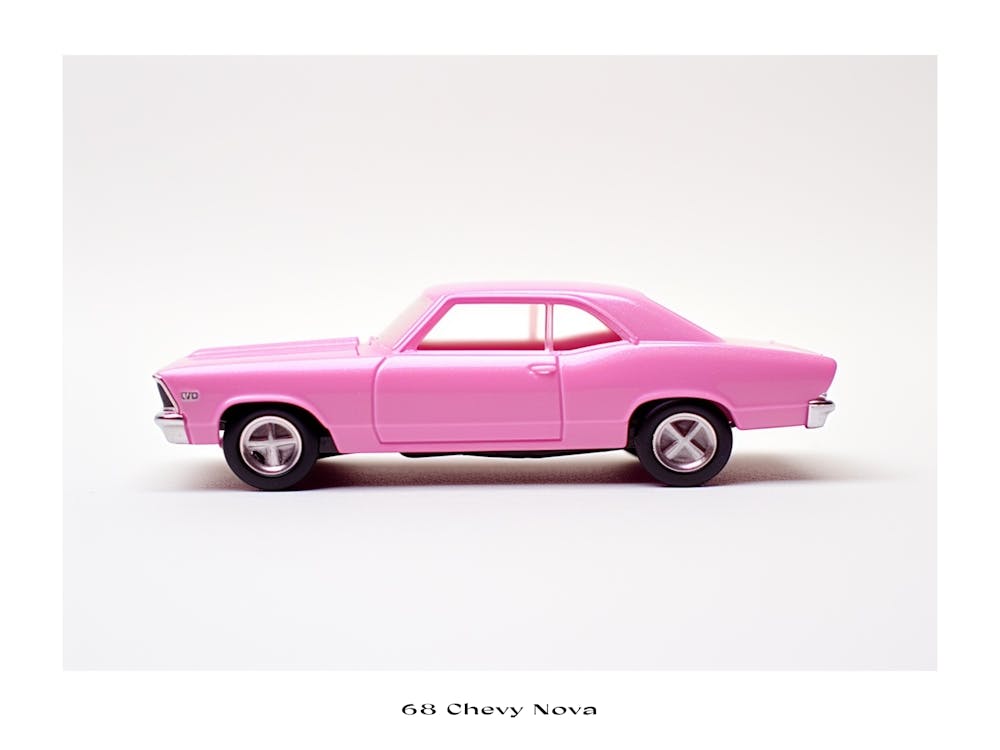 Toy Car 68 Chevy Nova Pink Poster