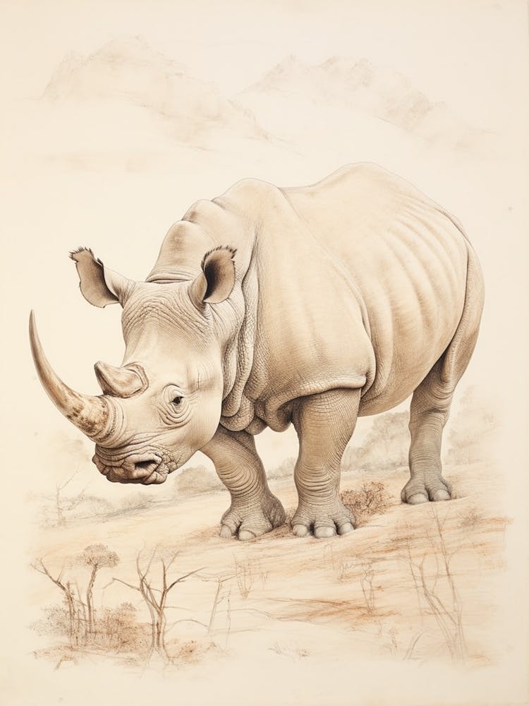 Rhino In The Savannah Landscape 3