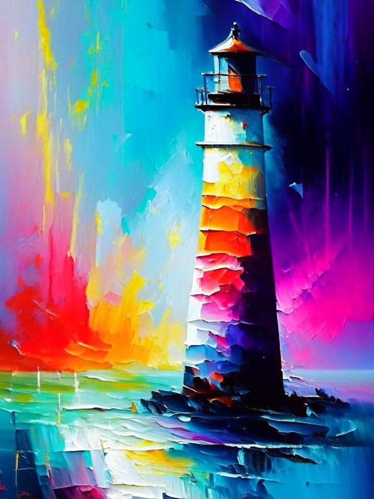 Lighthouse Waterscape Bright Abstract 2
