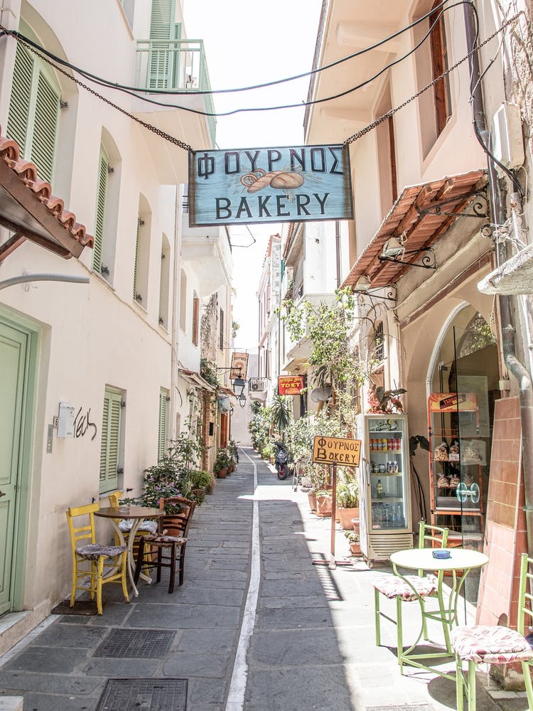 Pastel Street In Greece