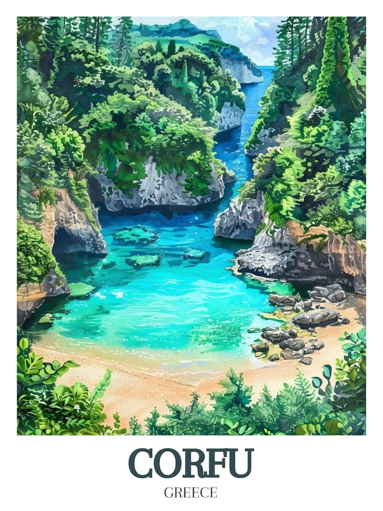 Corfu Print Corfu Poster Corfu Wall Art Corfu Greece Poster Ionian Sea Poster Paleokastritsa Beach Poster Corfu Greece Print