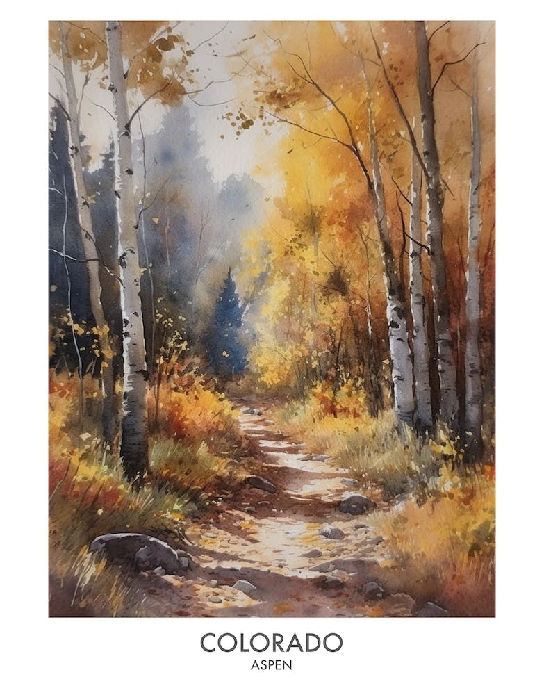 Aspen Colorado 2 Watercolor Travel Poster
