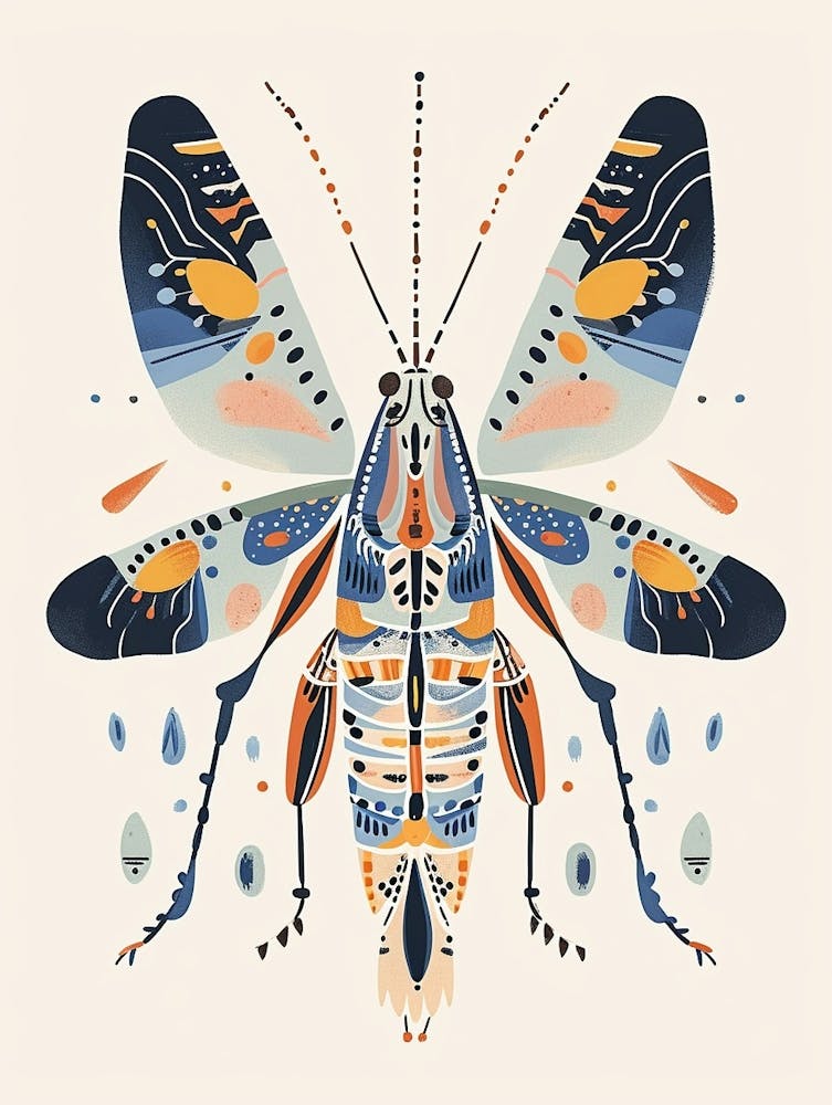 Colourful Insect Illustration Grasshopper 3