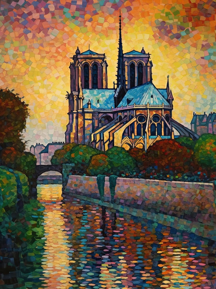 Notre Dame Paris France Paul Signac Style 5