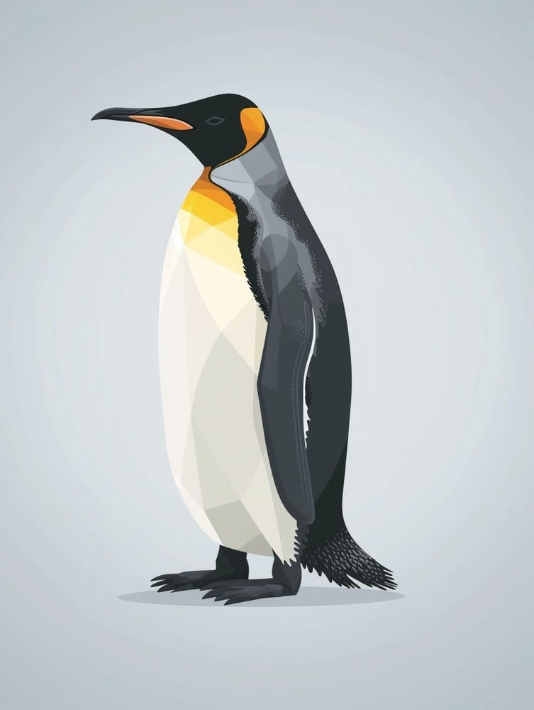 King Penguin Carcass Island Minimalist Illustration 1