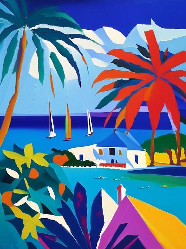 Turks And Caicos Colourful Painting Tropical Destination