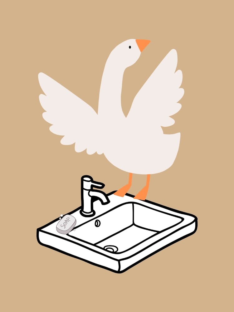 Silly Goose on Sink Beige