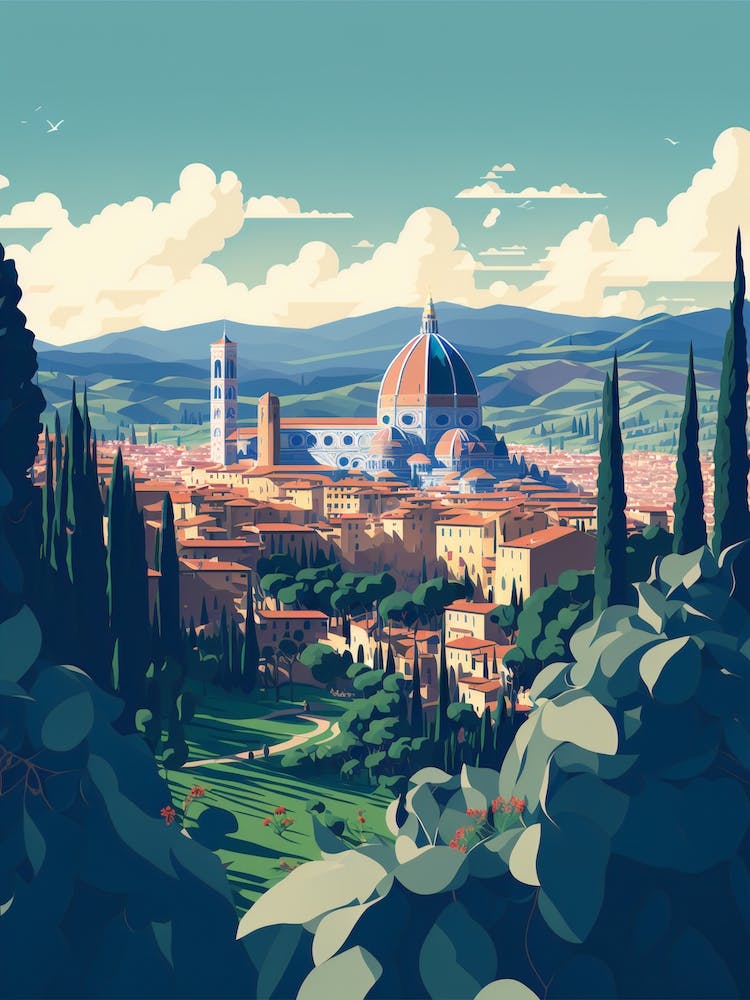 Florence, Tuscany, Italy Travel Poster Vintage