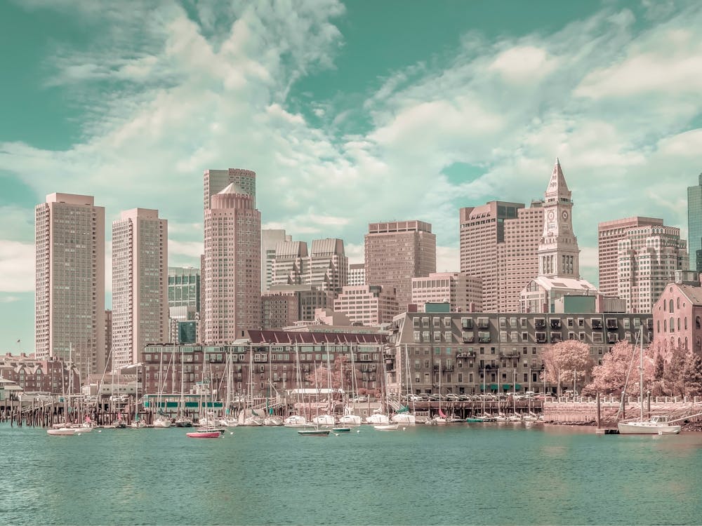 Gorgeous Boston Skyline Urban Vintage Style