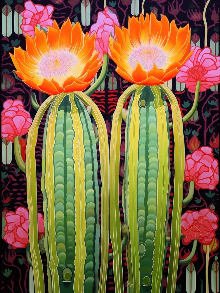 Mexican Style Cactus Illustration Trichocereus Cactus 1