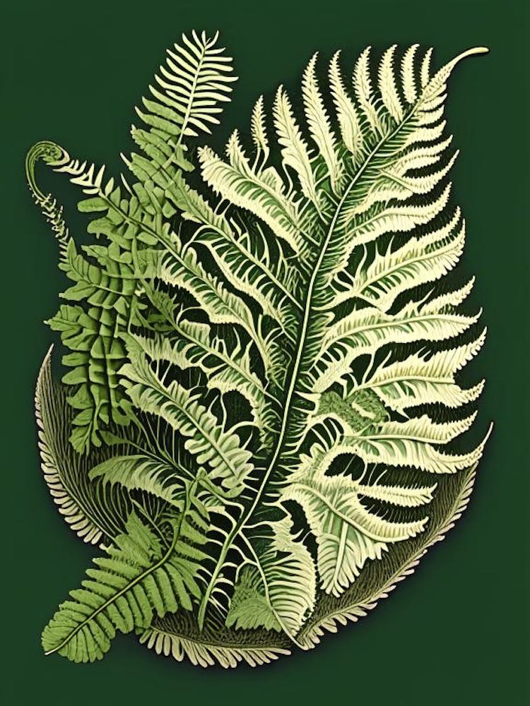 Weicher Schildfarn Vintage Botanisches Poster