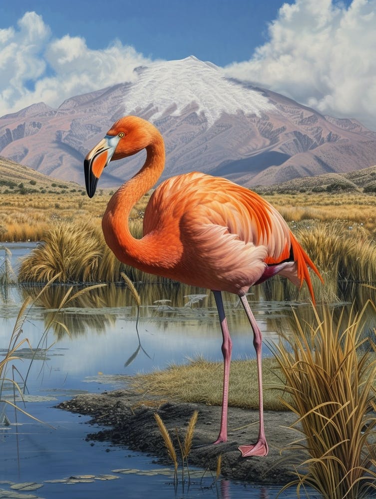 Greater Flamingo Andean Plateau Chile Tropical Illustration 2