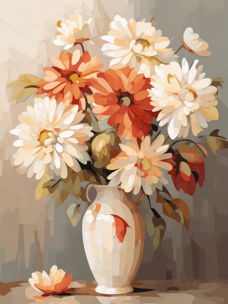 Zinnia Flower Still Life Painting 1 Dreamy