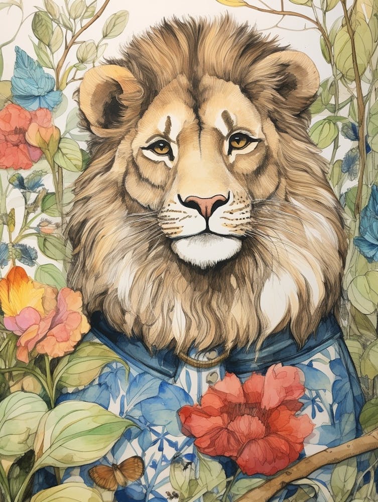 Storybook Animal Watercolour Lion 1