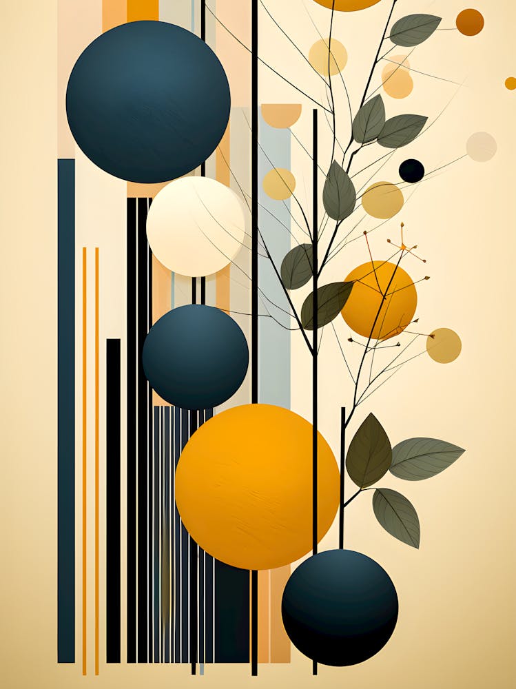 Modern Abstract Wall Art – Geometric Minimalist Canvas – Mid-Century Inspired Decor – Yellow and Blue Accent Art – Contemporary Living Room Design – Gift for Art Lovers