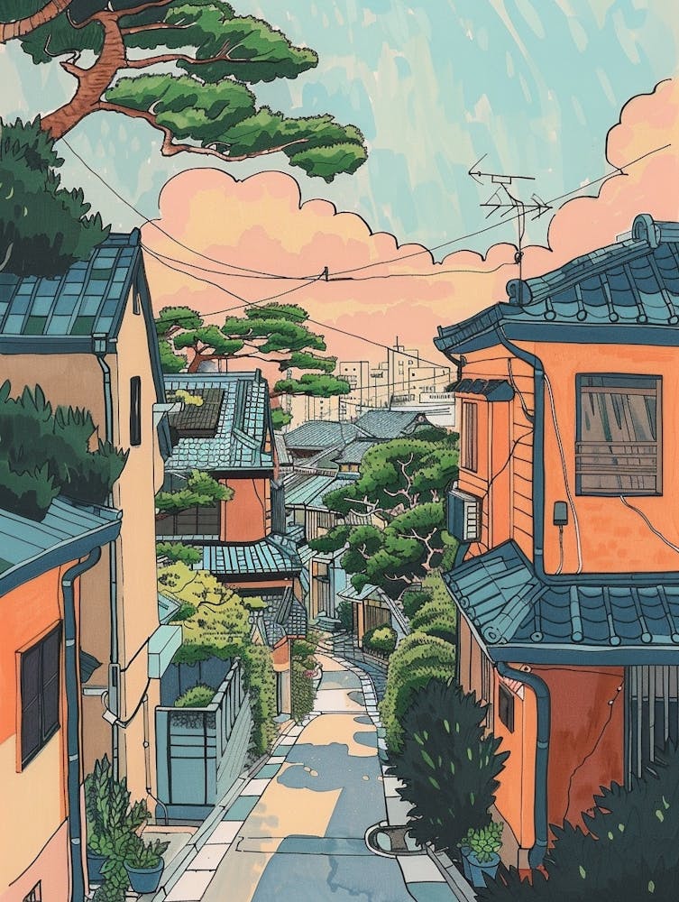 Osaka Japan 1 Retro Illustration