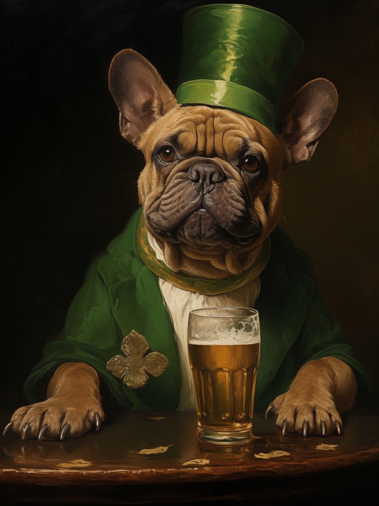 Kbgtron Bulldog Wearing Patrick Day Hat And Holding A Beer 1400 67842867 B270 47d4 A110 140361873b63